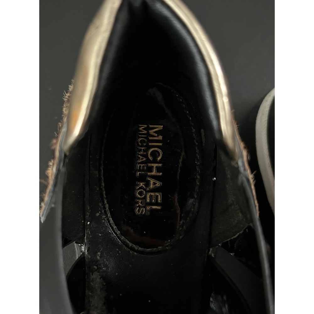Michael Kors Felix Black Leopard Calf Hair Wedge Sneakers Shoes Womens 9M - Picture 9 of 12
